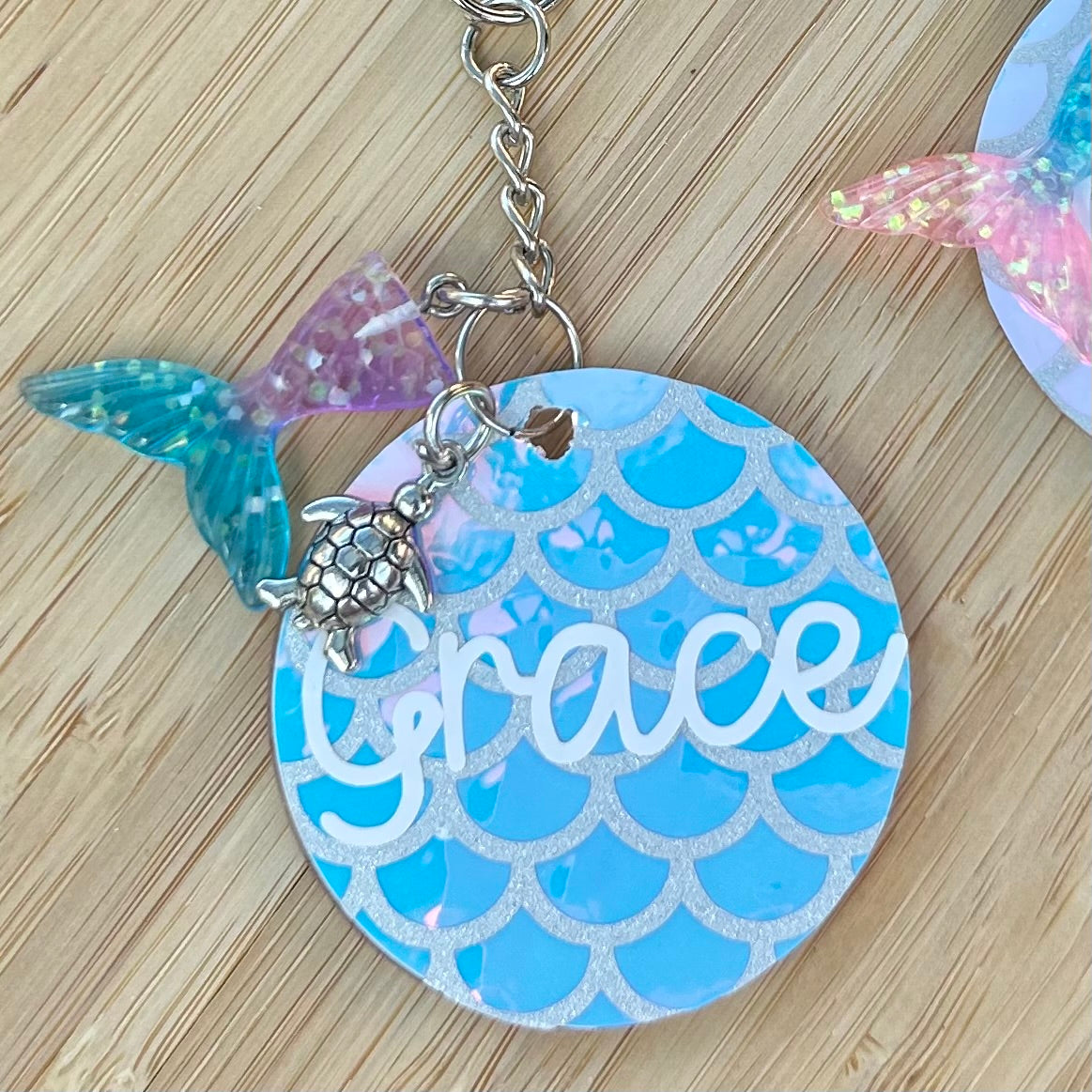 Iridescent Mermaid Keyring with Personalisation