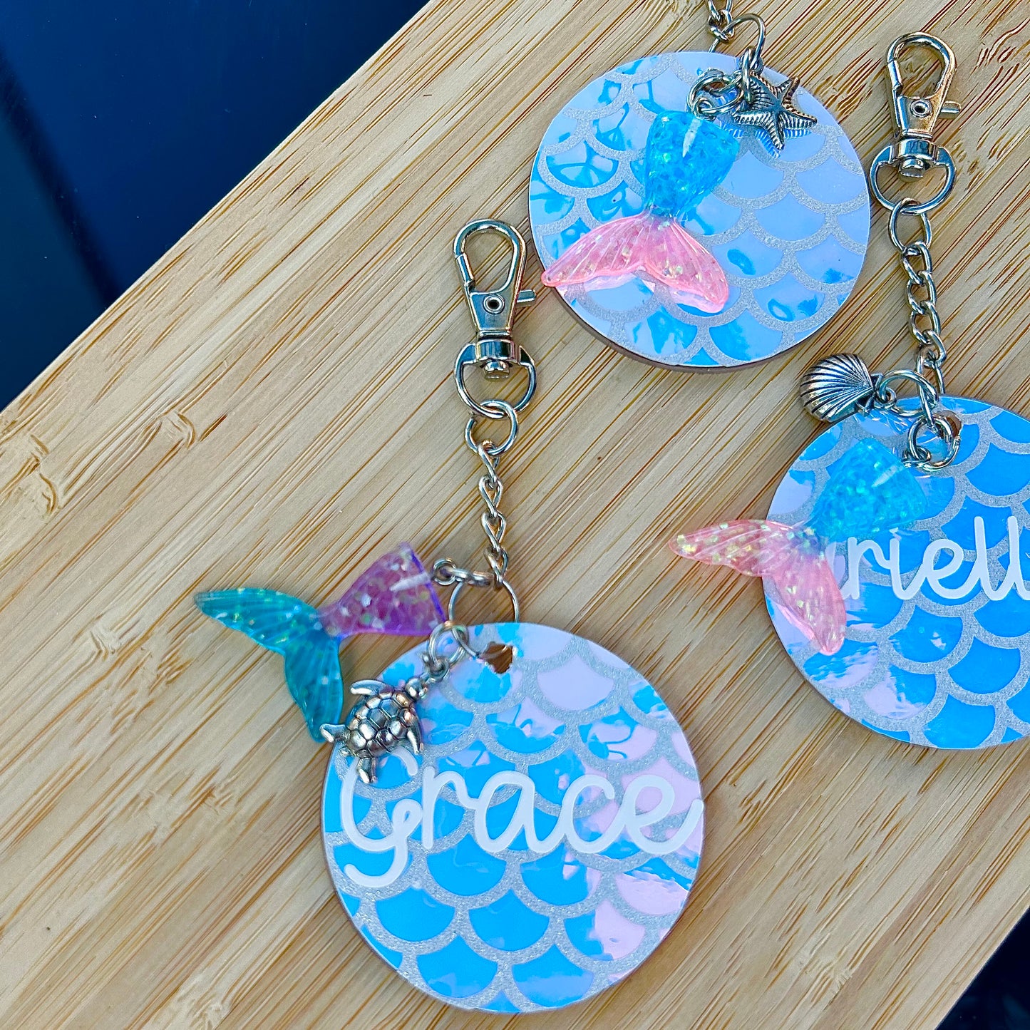 Iridescent Mermaid Keyring with Personalisation