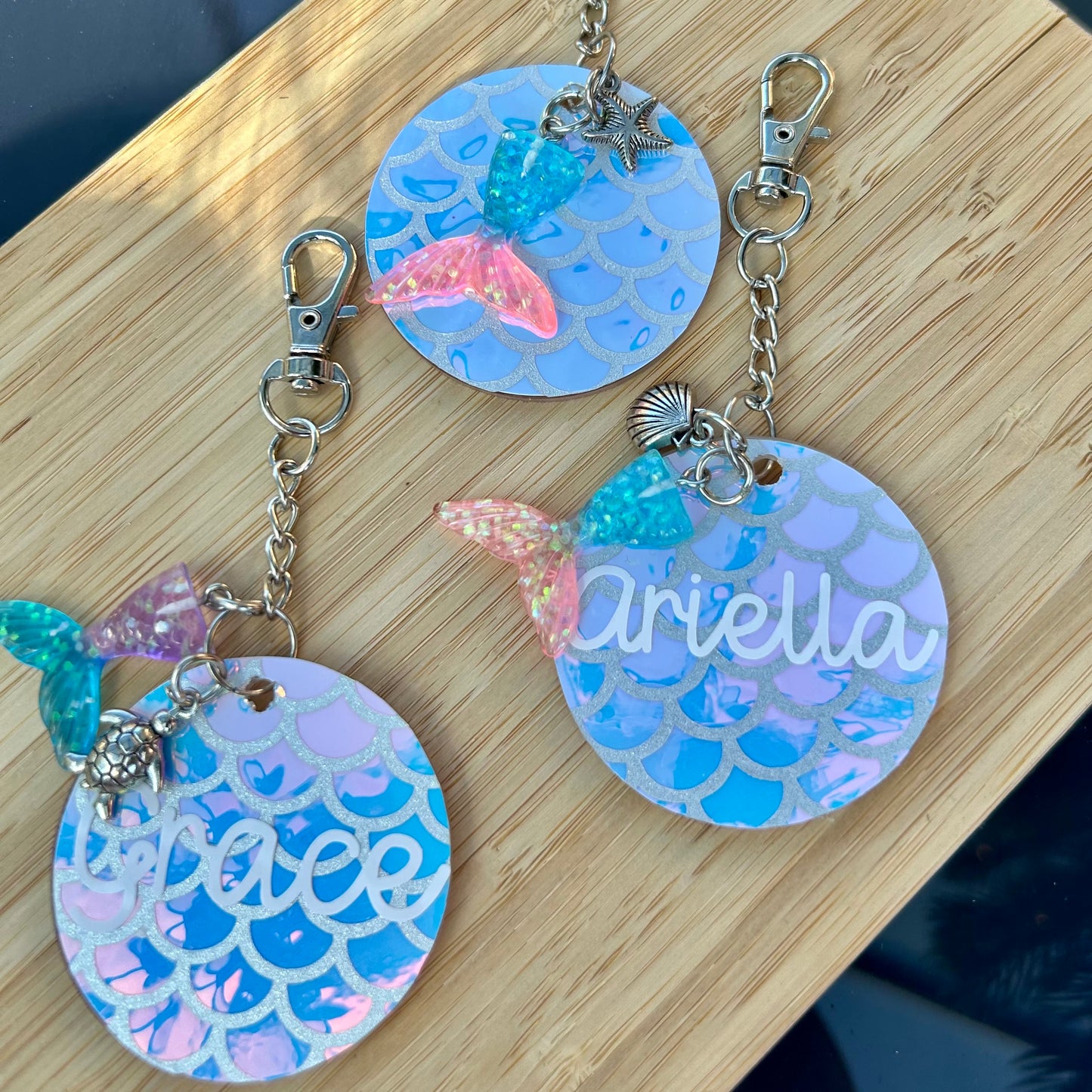 Iridescent Mermaid Keyring with Personalisation