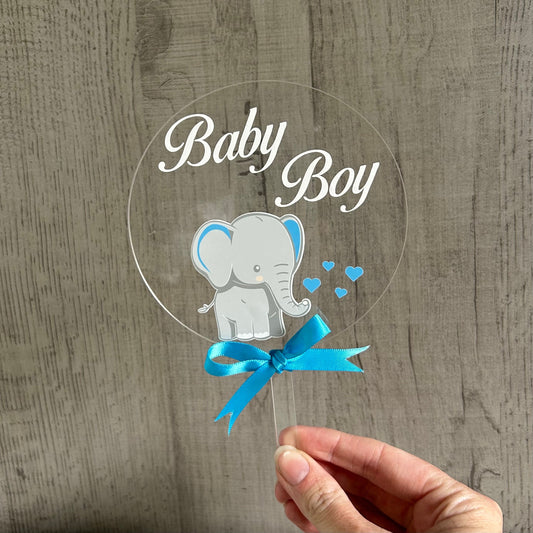 Baby Boy Elephant Cake Topper