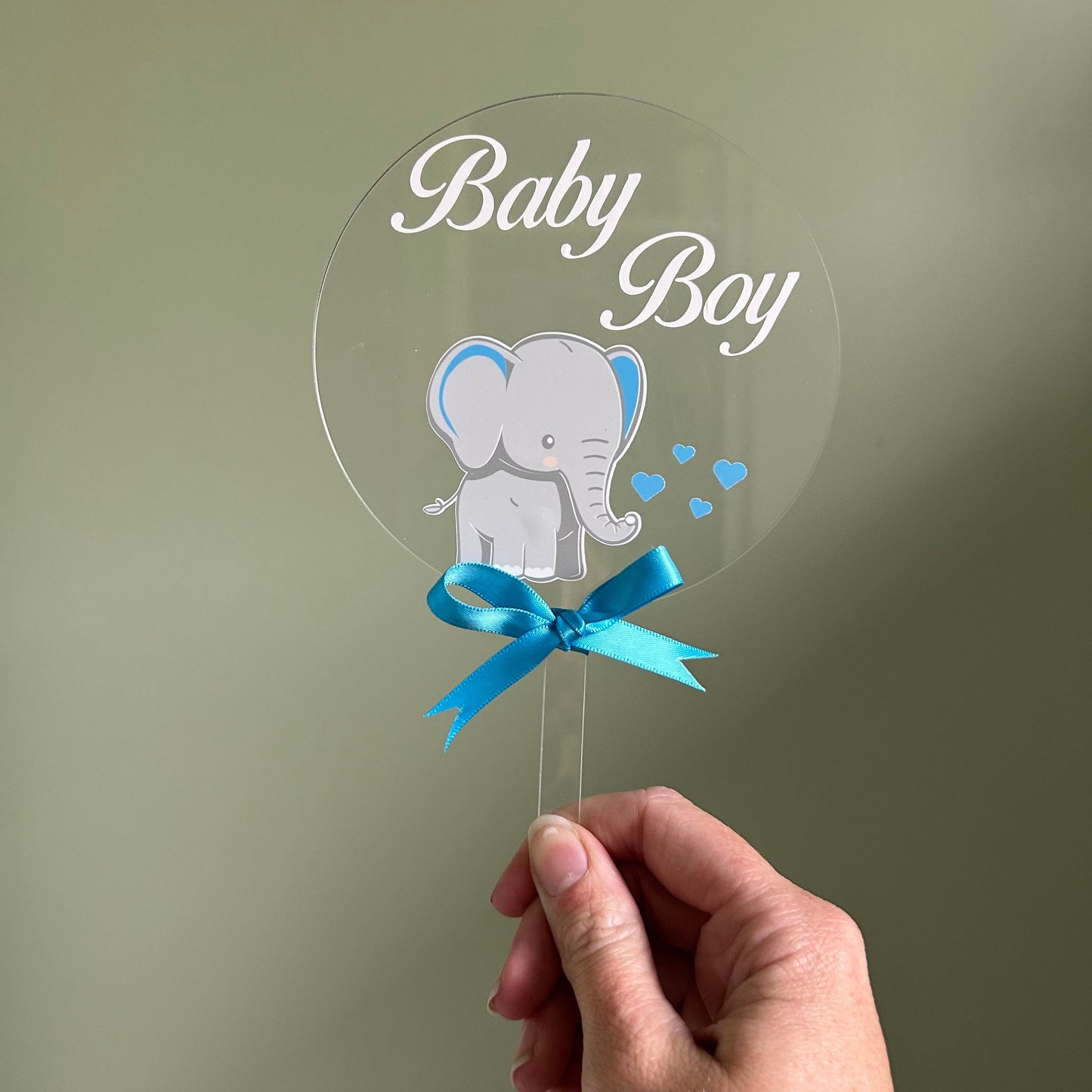 Baby Boy Elephant Cake Topper