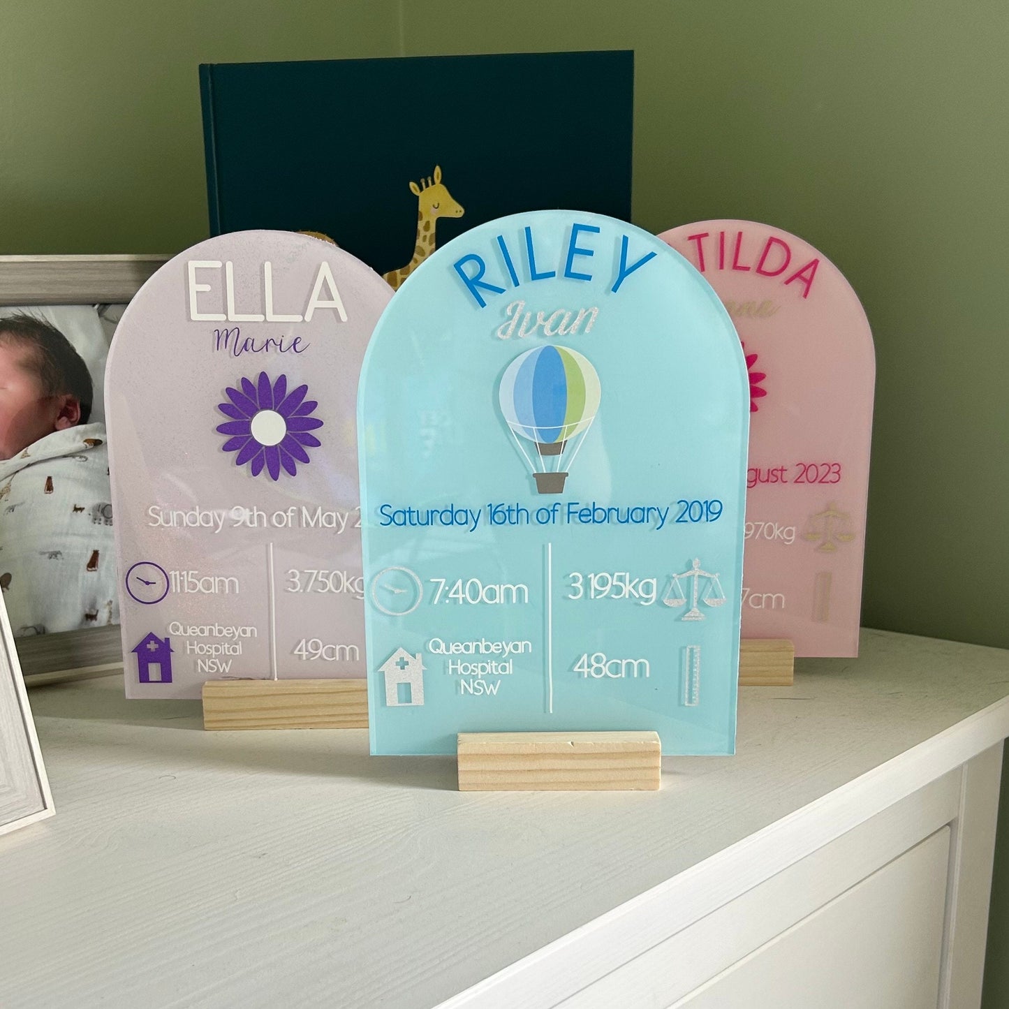 Personalised Baby Name and Birth Details Sign