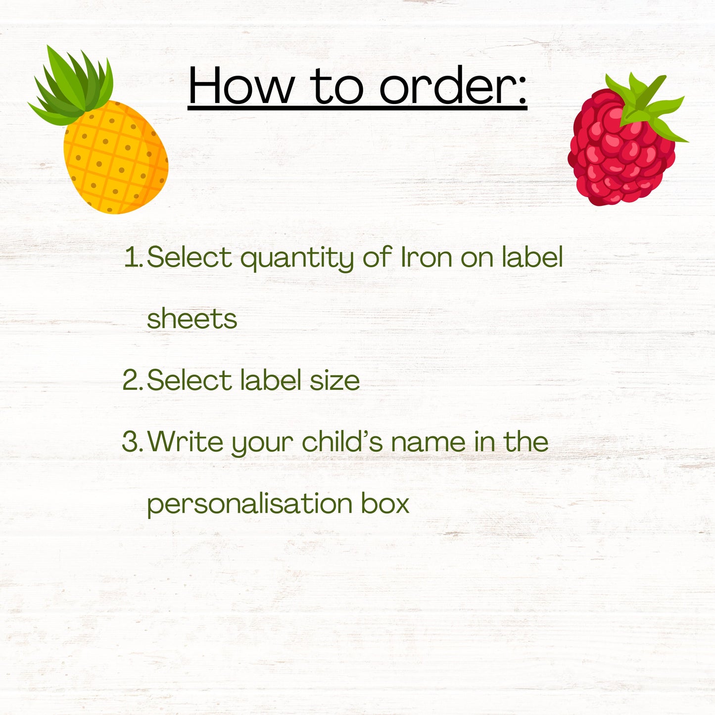 Kids Iron On Name Clothing Labels - Fruit Salad