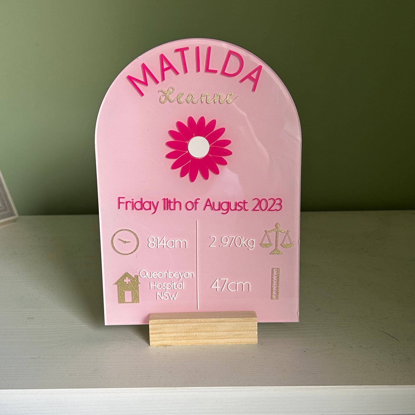 Personalised Baby Name and Birth Details Sign