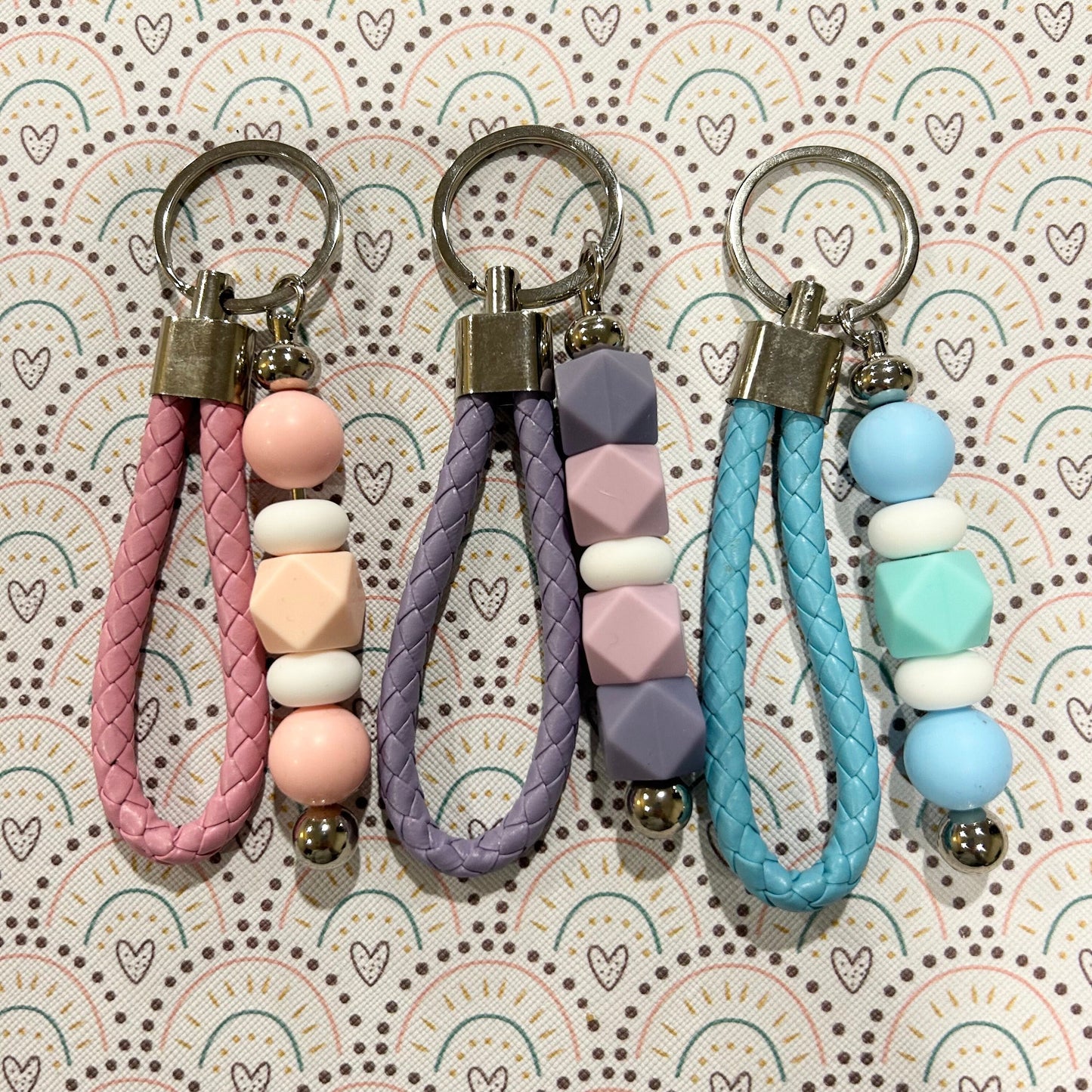 Coloured Beaded Keyring with Letter Charm