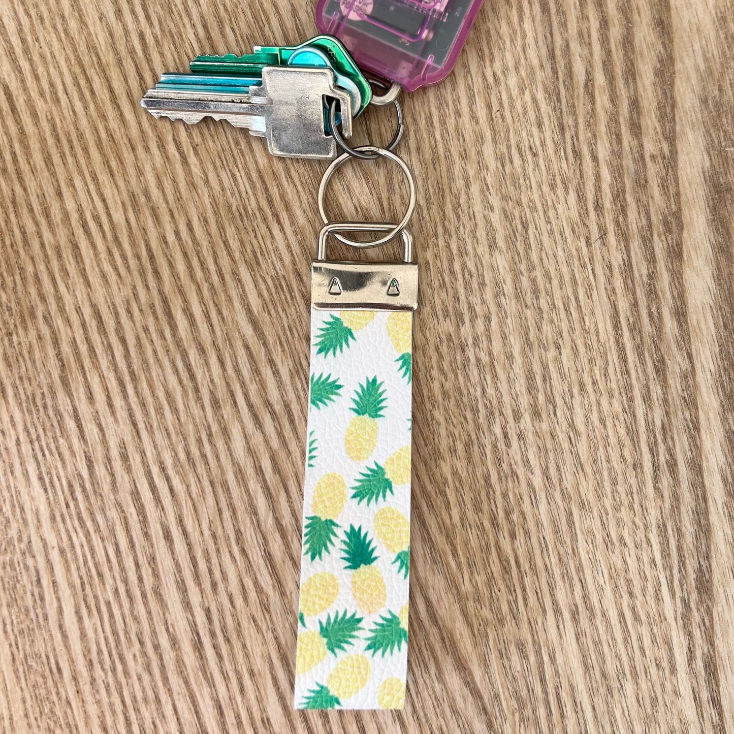 Fruit Patterned Faux Leather Wrist Strap Key Fob