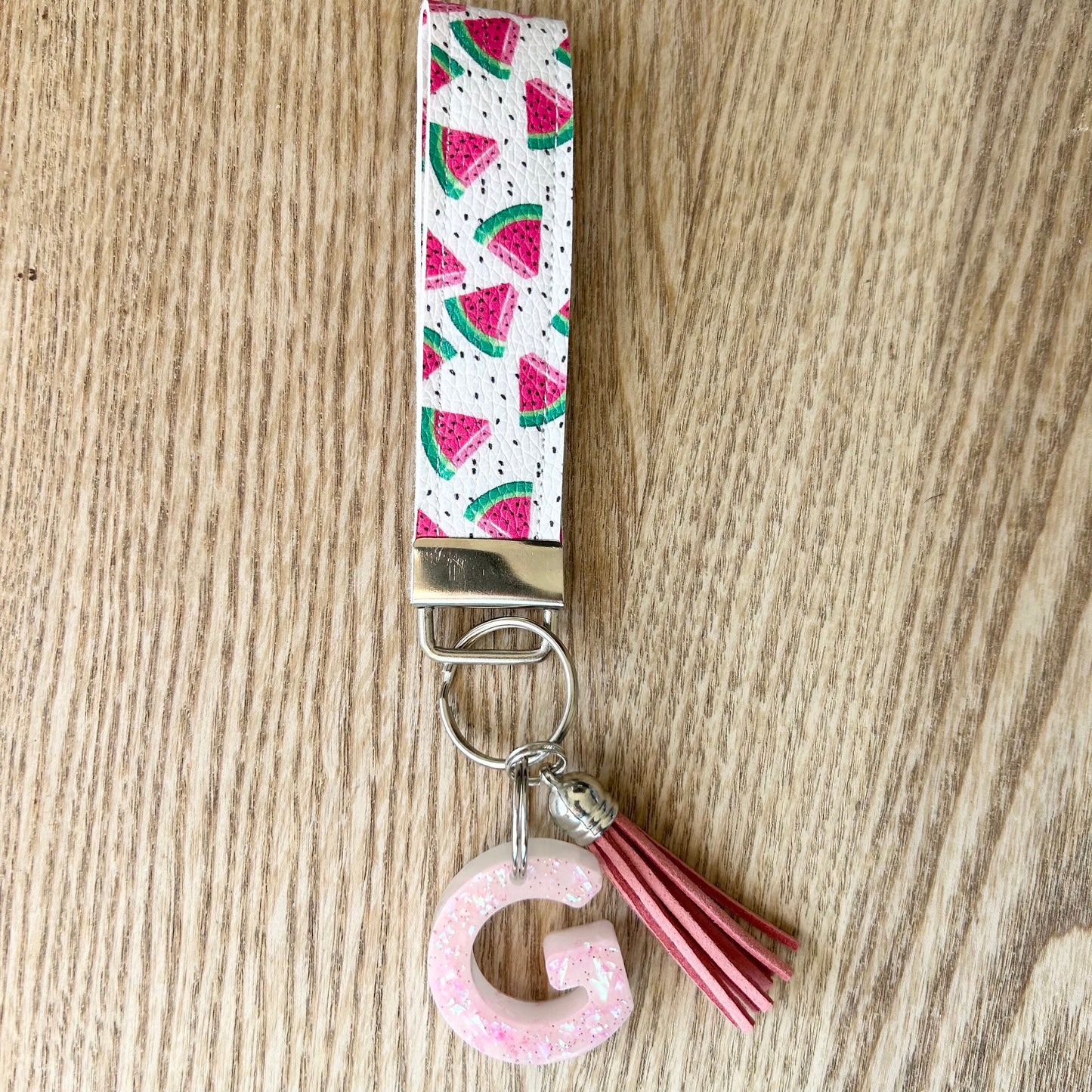 Fruit Patterned Faux Leather Wrist Strap Key Fob