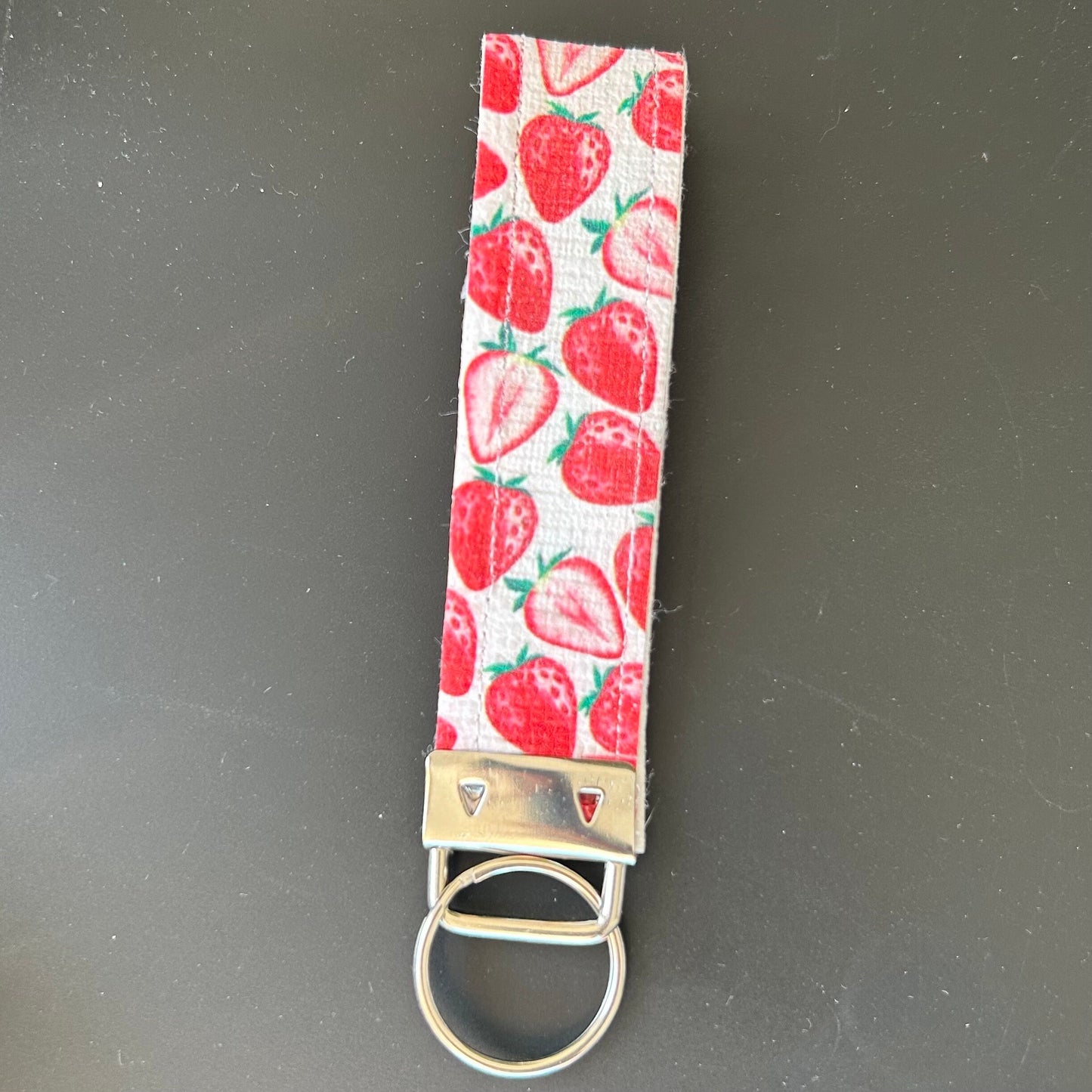 Fruit Patterned Faux Leather Wrist Strap Key Fob