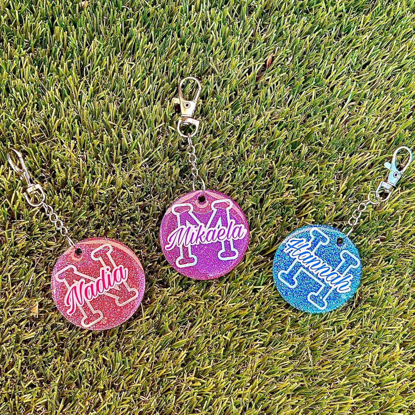 Glitter Personalised Initial Name Keyring