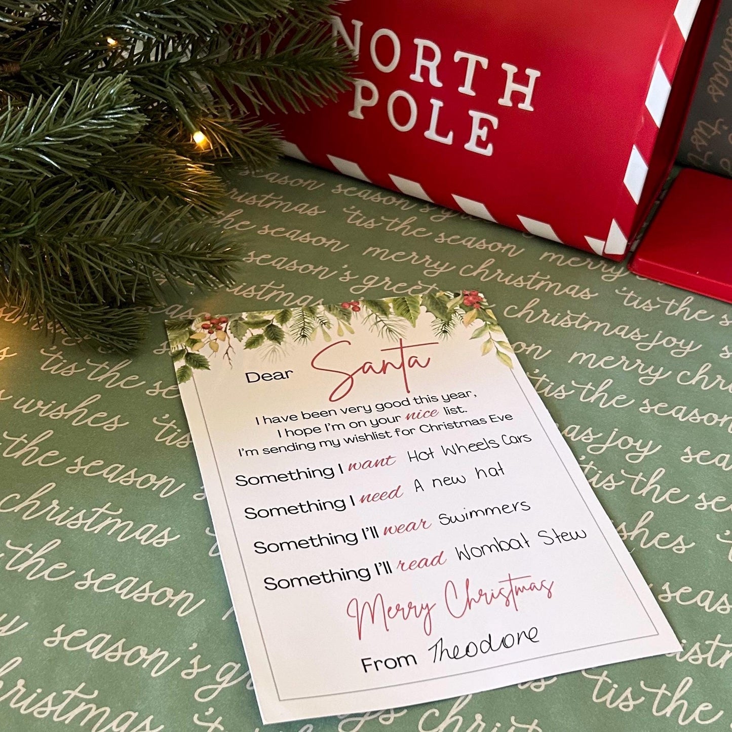 Christmas Wishlist Letter to Santa Writing Set